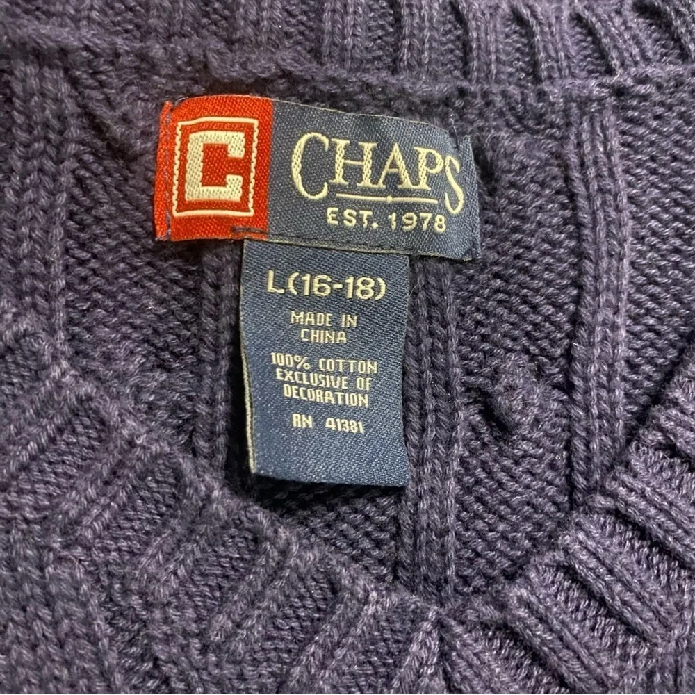 Chaps Navy Blue Cotton Cable Knit Sweater Vest